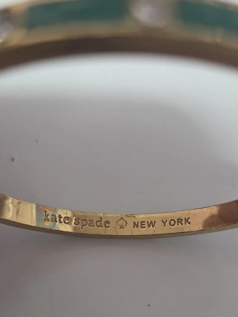 kate spade Gold-Tone Bangle with Teal Enamel and Crystal Accents - Picture 2 of 4